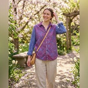 THE NU VINTAGE / Women's Purple and Blue Button-Up Top/ NWOT / Large